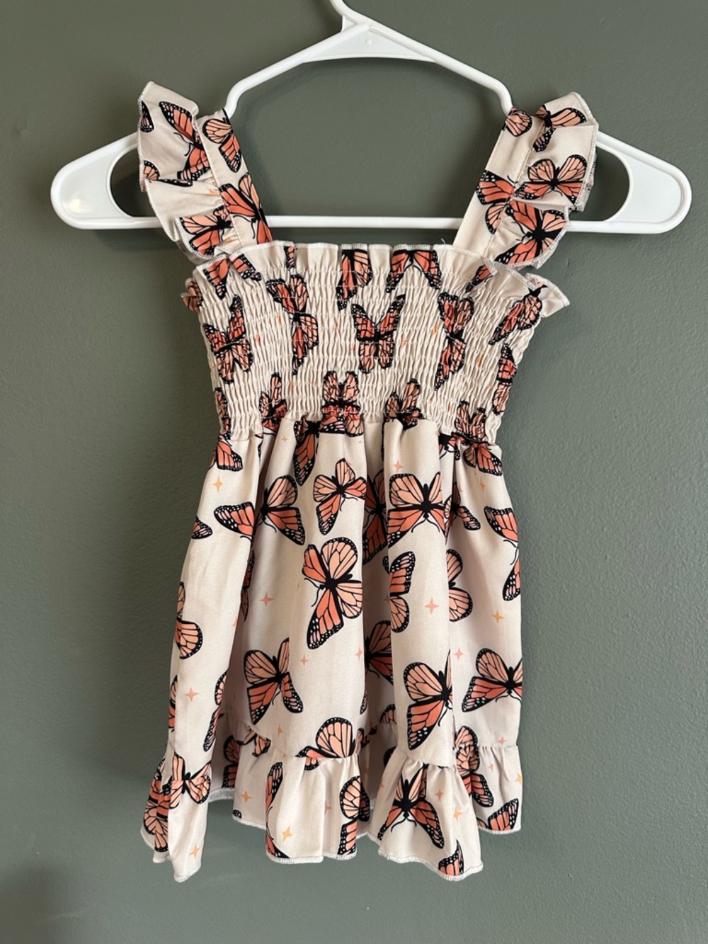 Source Unknown Pink Butterfly Smocked Sundress